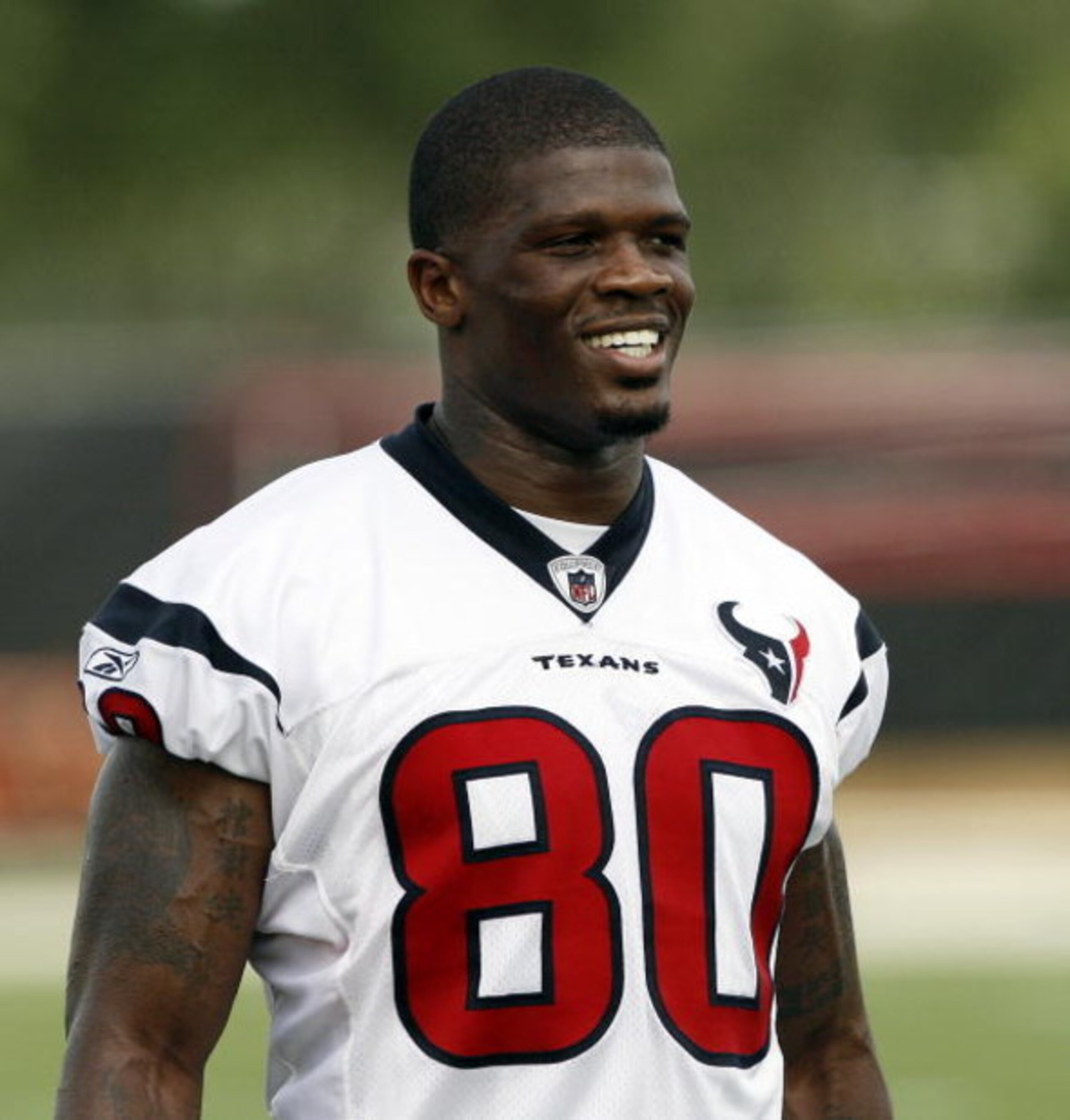 HOUSTON - JULY 31:  Wide receiver Andre Johnson #80 of the Houston Texans during the first day of training camp on July 31, 2009 in Houston, Texas.  (Photo by Bob Levey/Getty Images)