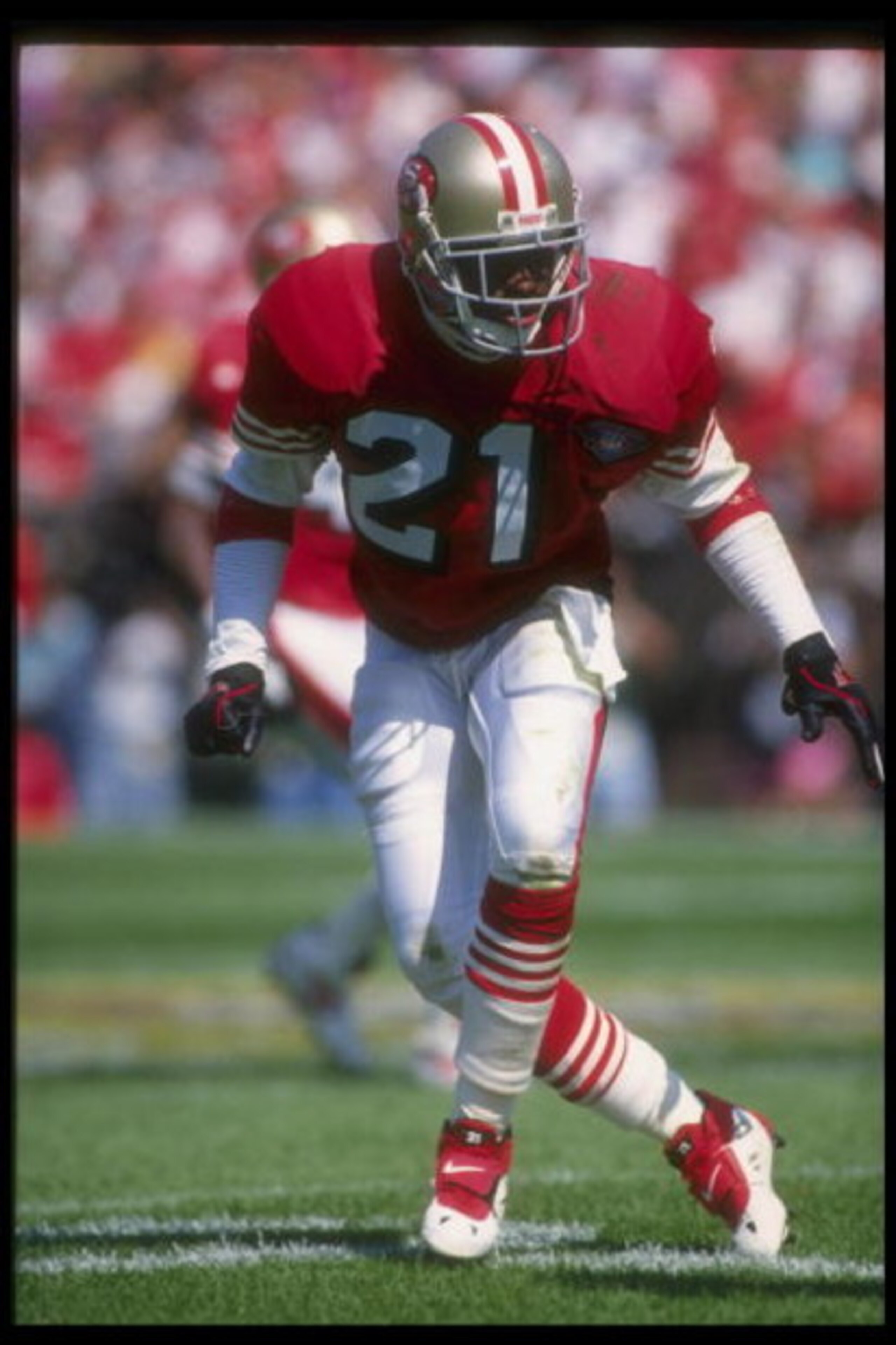 25 Sep 1994:  Defensive back Deion Sanders of the San Francisco 49ers looks on during a game against the New Orleans Saints at Candlestick Park in San Francisco, California.  The 49ers won the game, 24-13. Mandatory Credit: Otto Greule  /Allsport