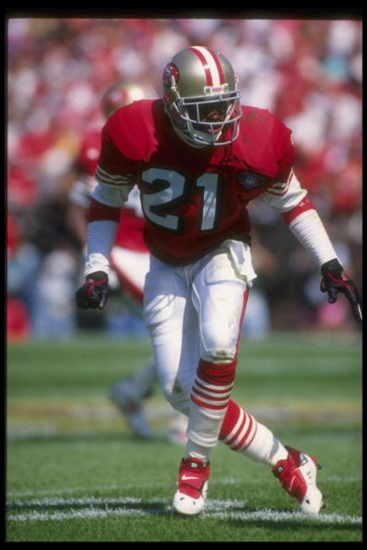 25 Sep 1994:  Defensive back Deion Sanders of the San Francisco 49ers looks on during a game against the New Orleans Saints at Candlestick Park in San Francisco, California.  The 49ers won the game, 24-13. Mandatory Credit: Otto Greule  /Allsport