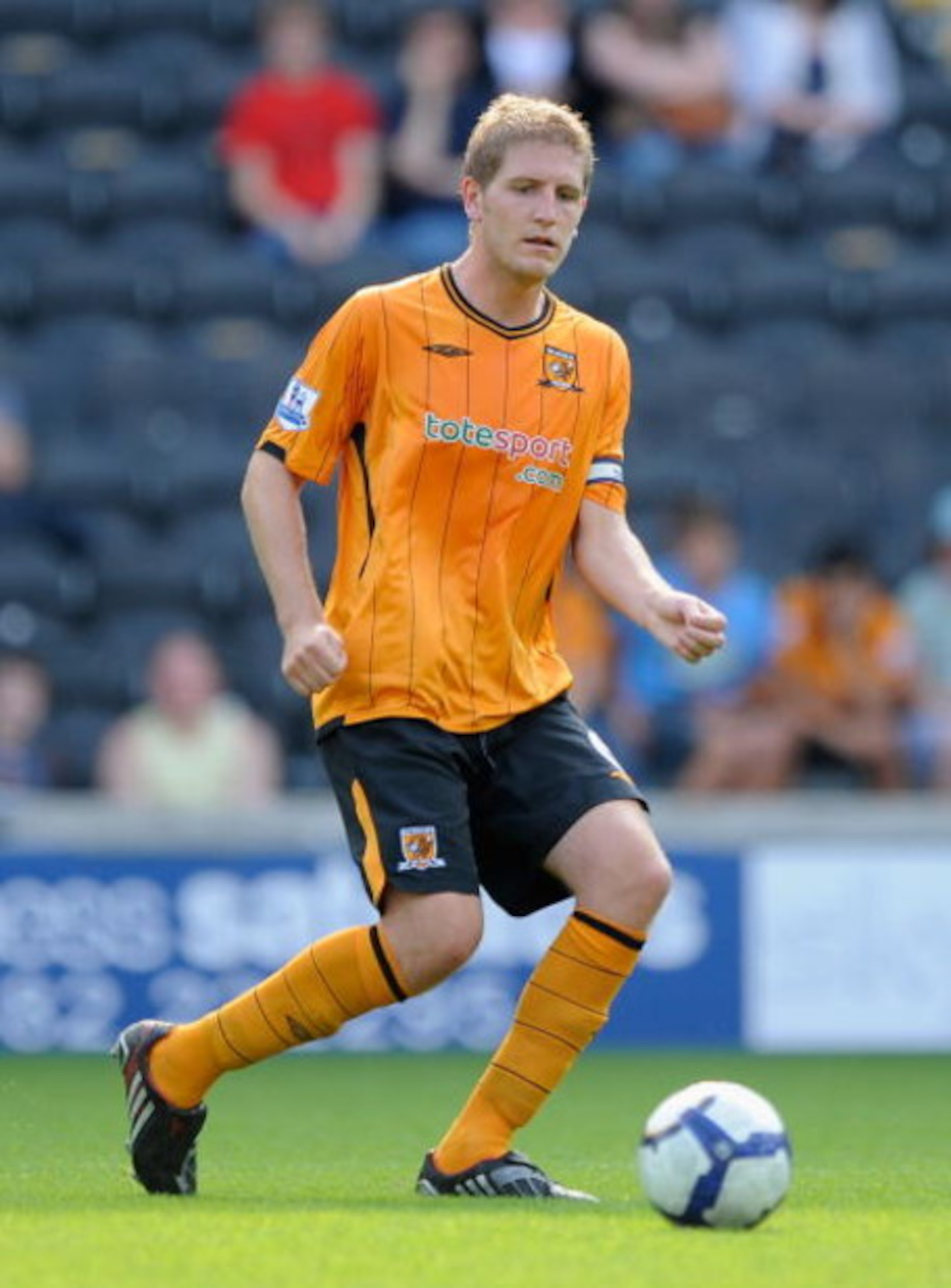 HULL, ENGLAND - AUGUST 09: Michael Turner of Hull City in action during the Pre Season Friendly between Hull City and Aberdeen at the KC Stadium on August 9, 2009 in Hull, England.  (Photo by Laurence Griffiths/Getty Images)