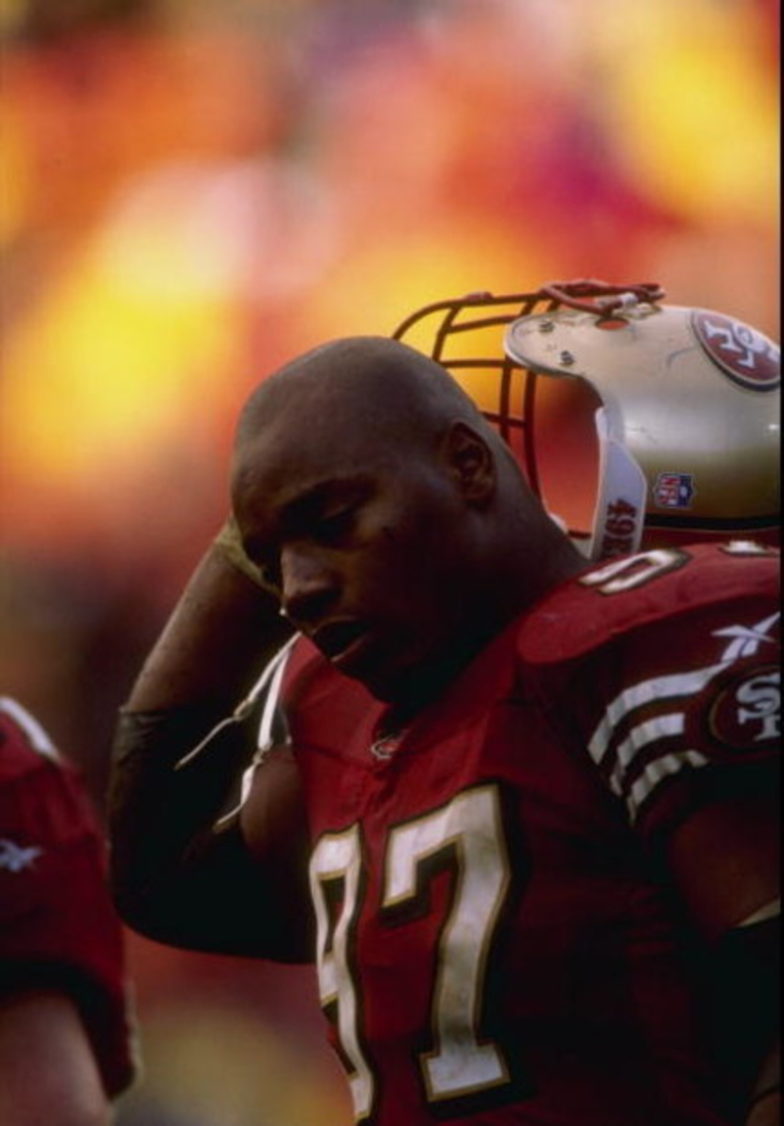 7 Dec 1997:  Bryant Young #97 of the San Francisco 49ers looks on during a game against the Minnesota Vikings at 3Com Park in San Francisco, California. The 49ers defeated the Vikings 28-17. Mandatory Credit: Otto Greule Jr.  /Allsport