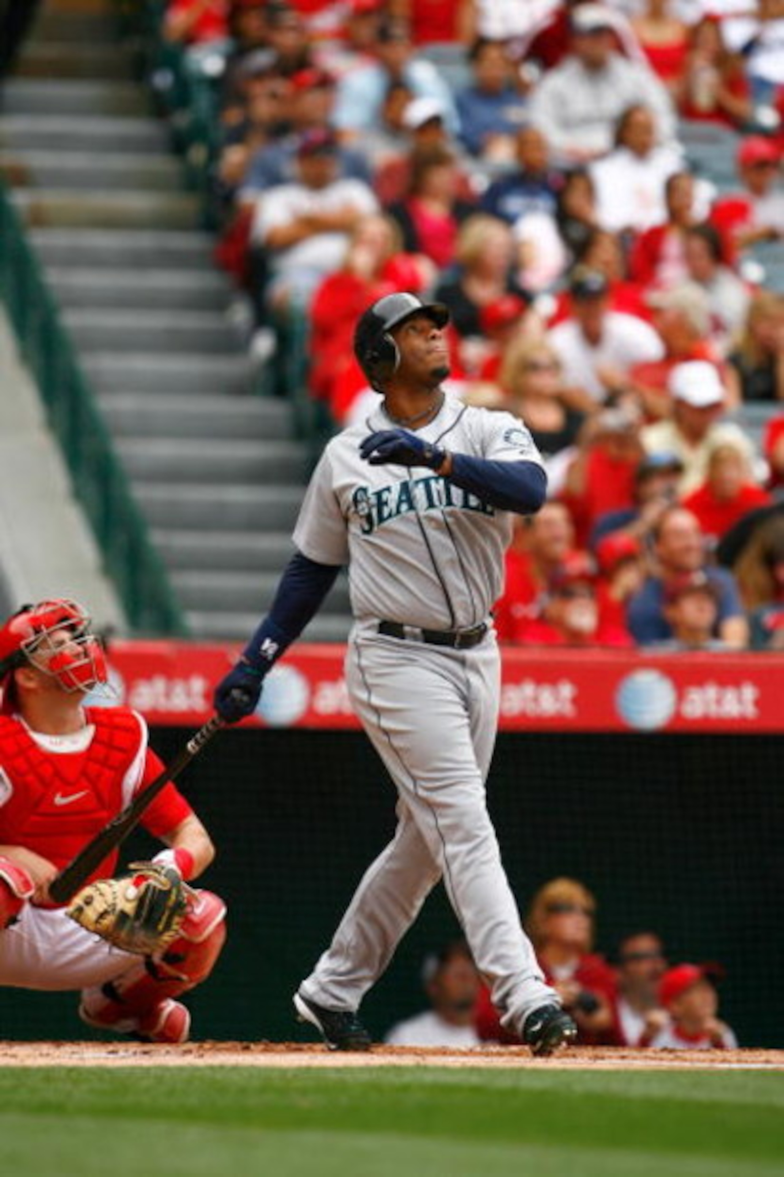 ANAHEIM, CA - MAY 31:  Ken Griffey Jr. #24 of the Seattle Mariners bats against the Los Angeles Angels of Anaheim at Angel Stadium on May 31, 2009 in Anaheim, California.  (Photo by Jeff Gross/Getty Images)