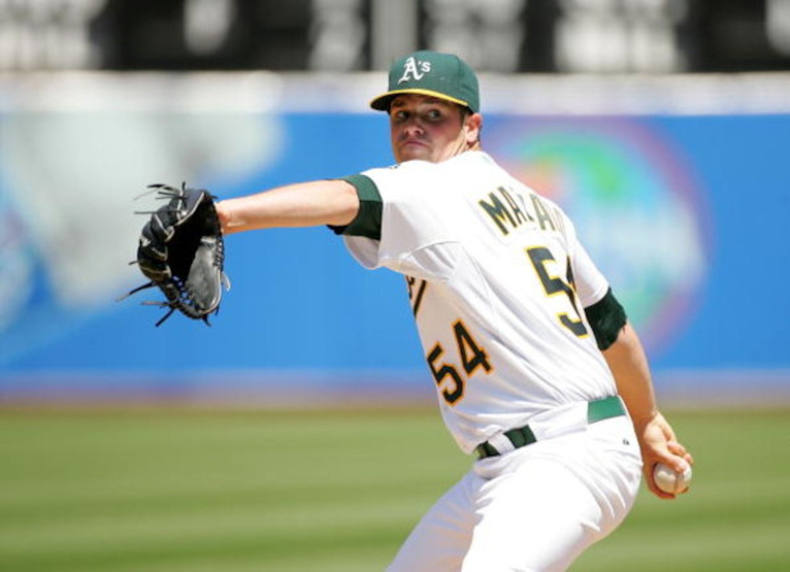 OAKLAND, CA - JUNE 28:  Vin Mazzaro #54 of the Oakland Athletics pitches against the Colorado Rockies at the Oakland Coliseum on June 28, 2009 in Oakland, California.  (Photo by Ezra Shaw/Getty Images)