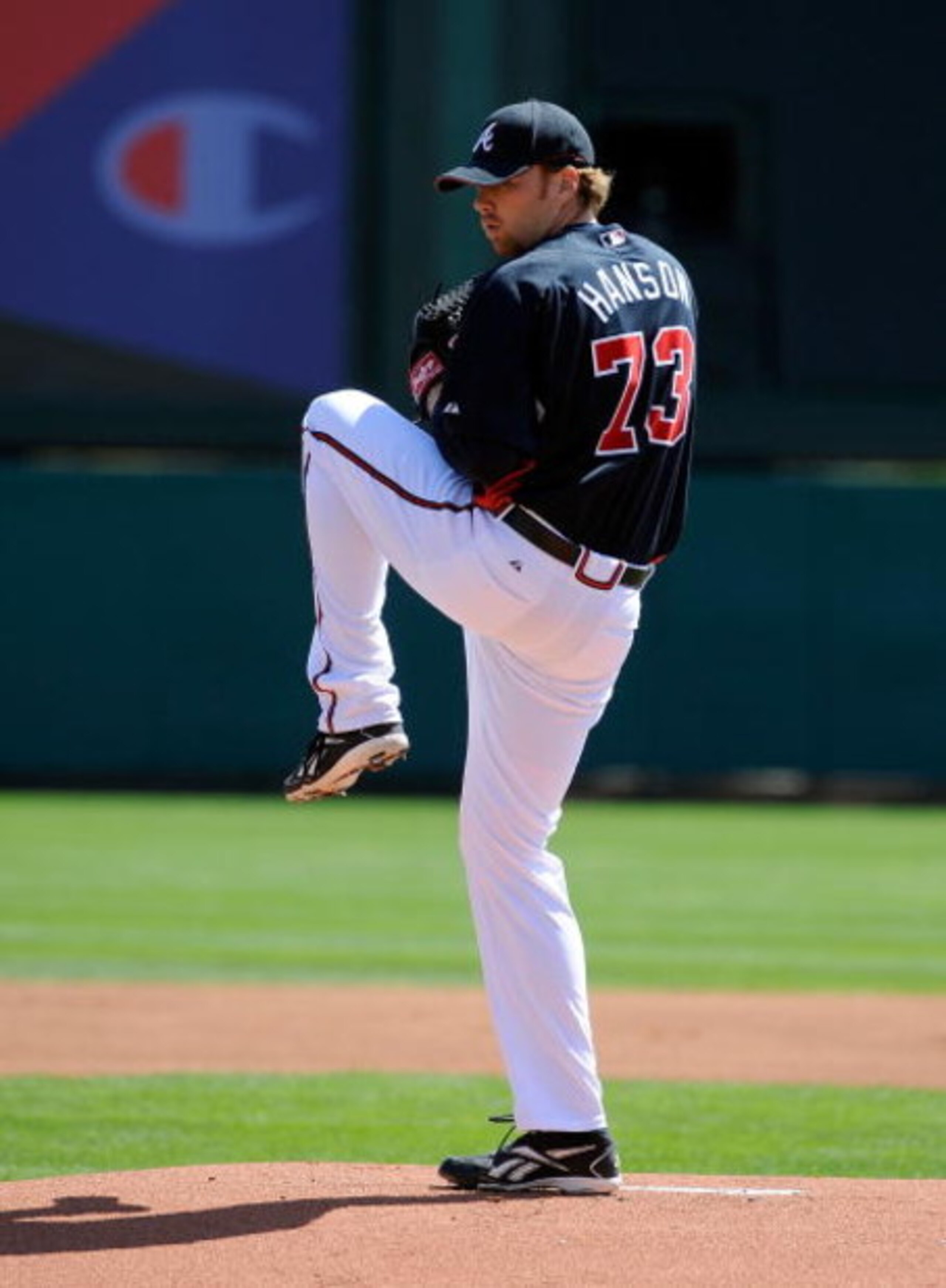 KISSIMMEE, FL - MARCH 3:  Pitcher Tommy Hanson #73 of the Atlanta Braves throws during an exhibition game against Panama at Champion Stadium March 3, 2009 in Kissimmee, Florida.  (Photo by Sam Greenwood/Getty Images)