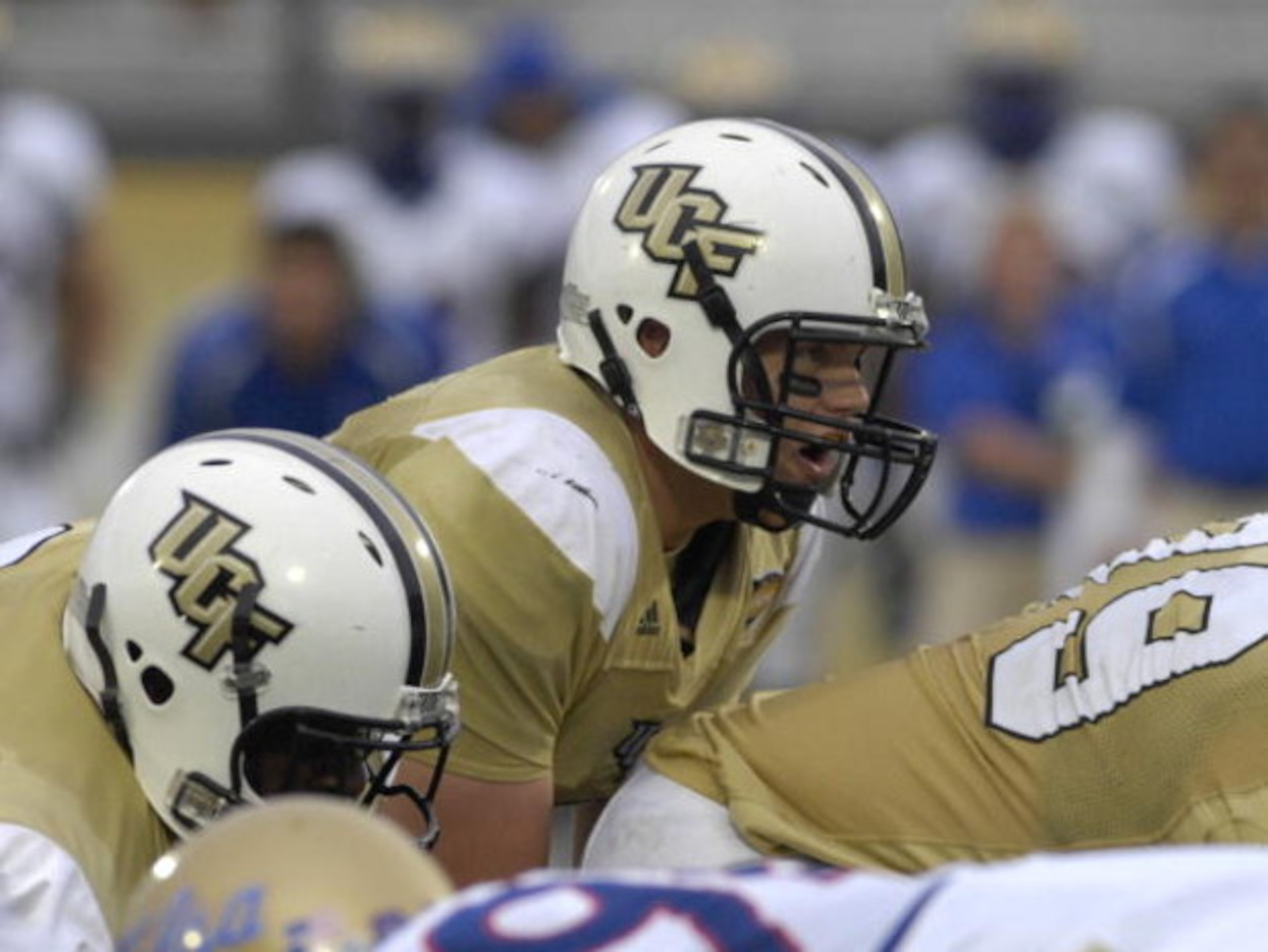 ORLANDO, FL - OCTOBER 20: Quarterback Kyle Israel #7 of the University of Central Florida Golden Knights calls a play against the Tulsa Golden Hurricane at Bright House Stadium on October 20, 2007 in Orlando, Florida.  UCF won 44 - 23. (Photo by Al Messer