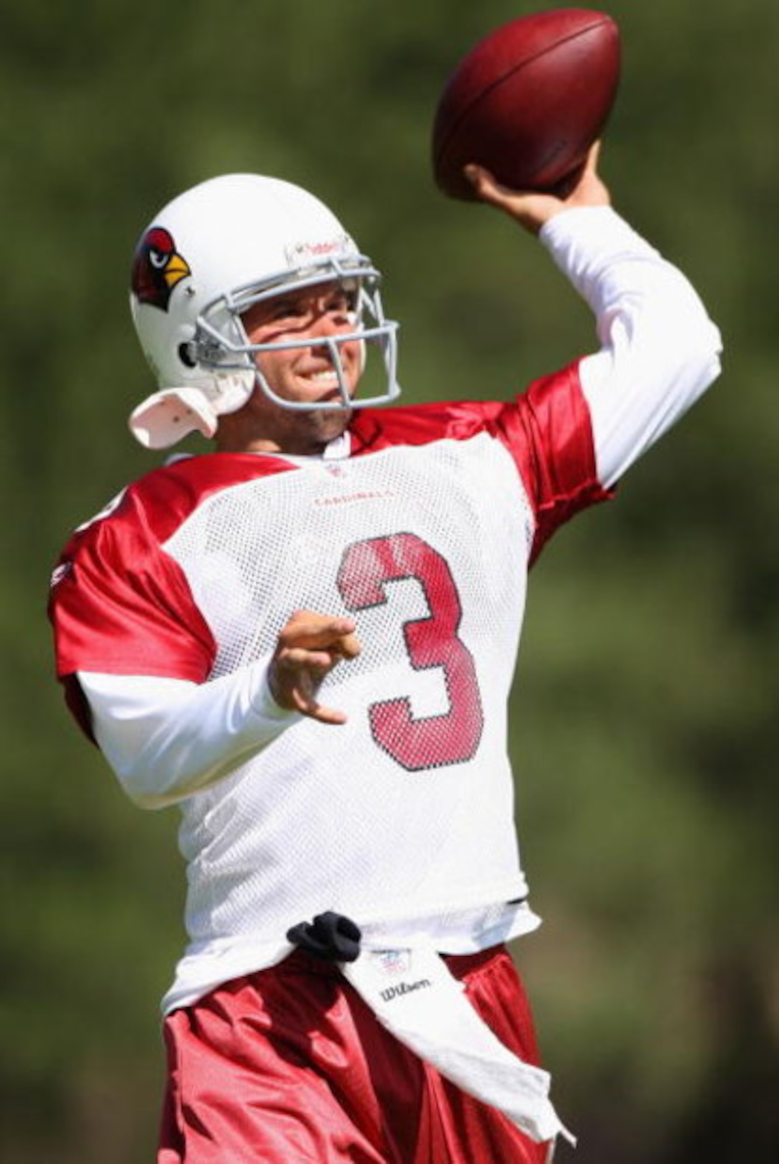 FLAGSTAFF, AZ - JULY 31:  Quarterback Tyler Palko #3 of the Arizona Cardinals throws a pass during the team training camp at Northern Arizona University on July 31, 2009 in Flagstaff, Arizona.  (Photo by Christian Petersen/Getty Images)