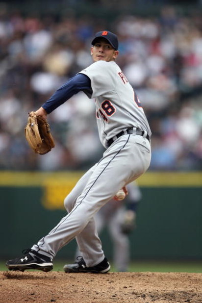 SEATTLE - APRIL 19:  Rick Porcello #48 of the Detroit Tigers pitches against the Seattle Mariners during the game on April 19, 2009 at Safeco Field in Seattle, Washington. (Photo by Otto Greule Jr/Getty Images)