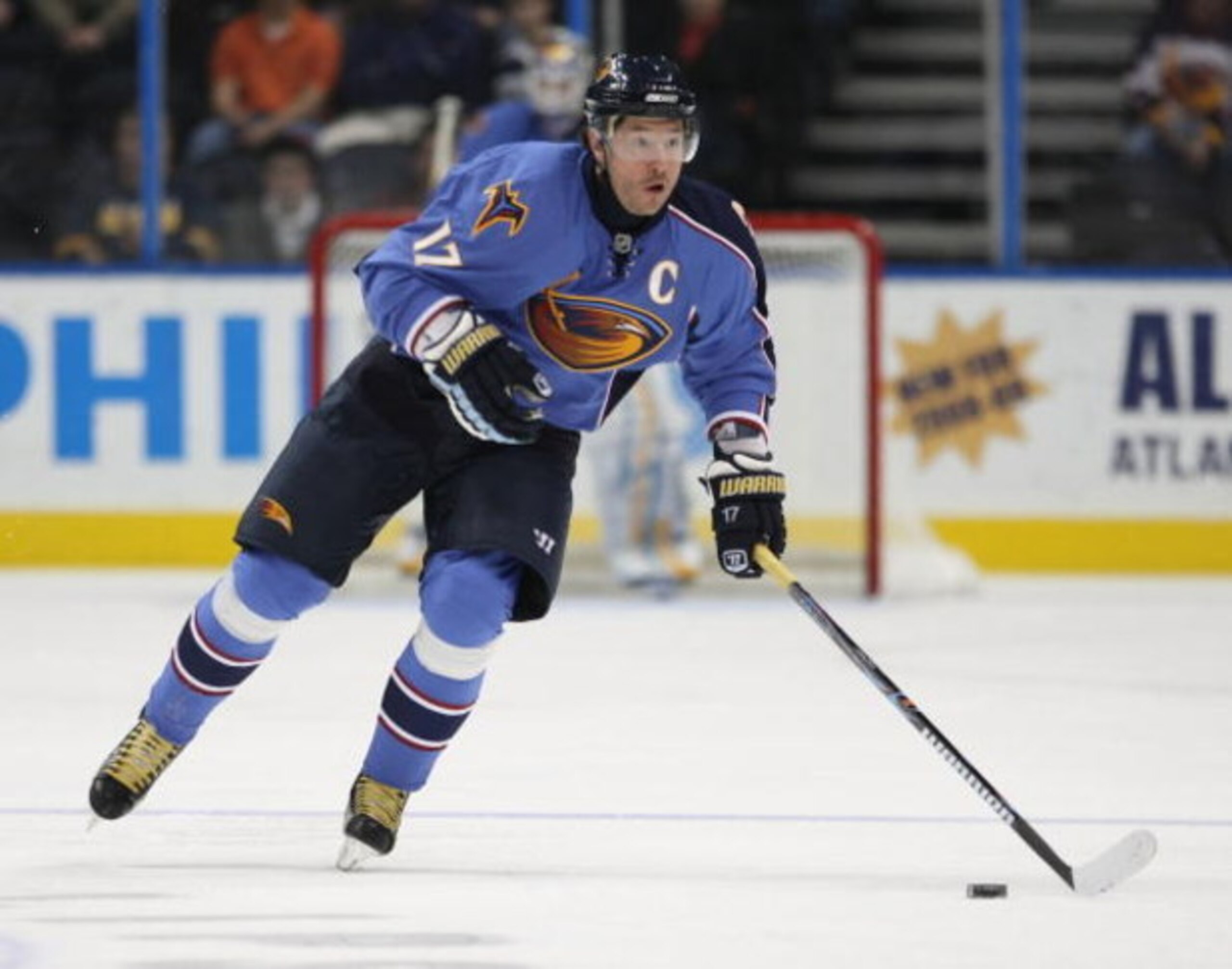 ATLANTA - FEBRUARY 06: Ilya Kovalchuk #17 of the Atlanta Thrashers skates against the New Jersey Devils on February 6, 2009 at the Philips Arena in Atlanta, Georgia. (Photo by Bruce Bennett/Getty Images)