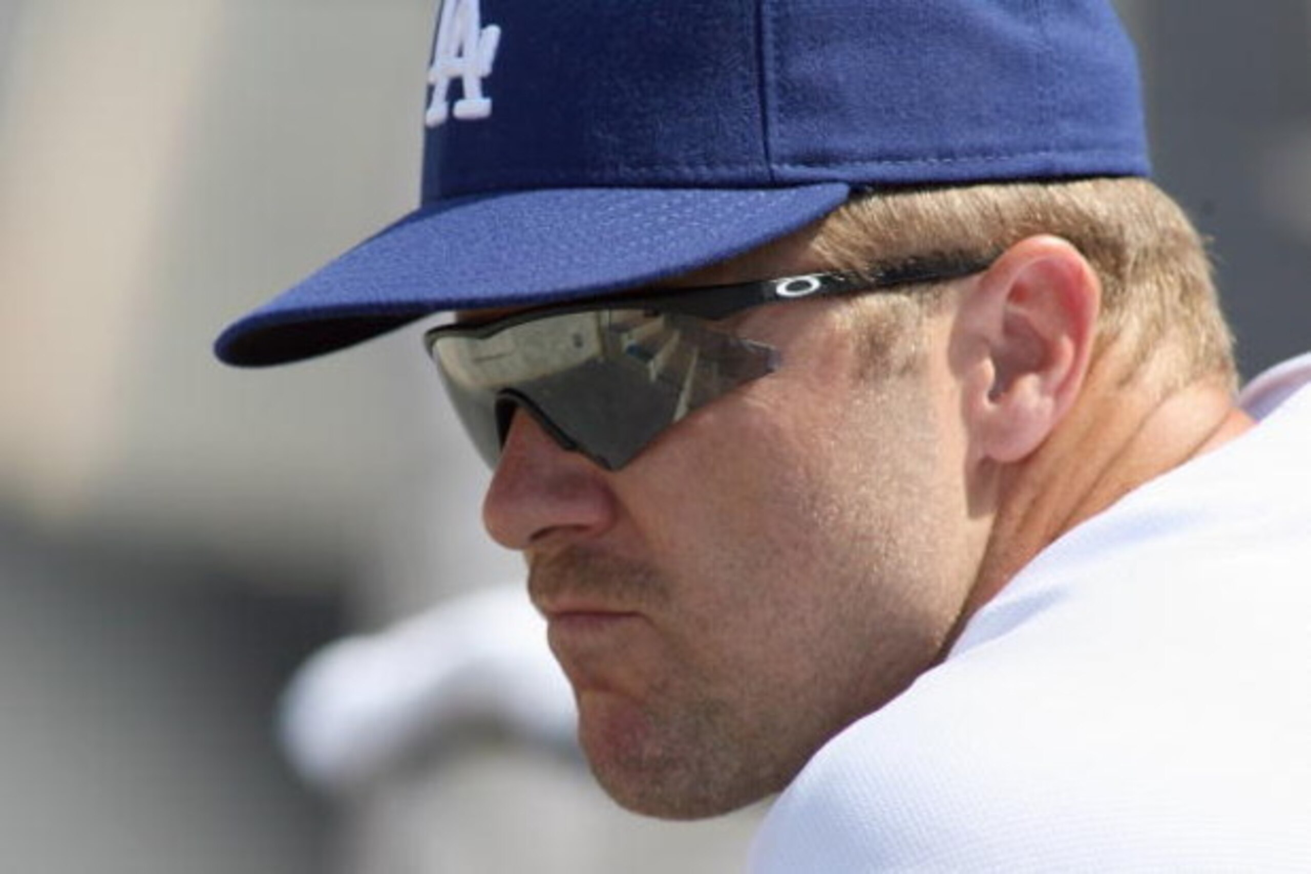 LOS ANGELES - JULY 13: Jeff Kent #12 of the Los Angeles Dodgers looks on from the dugout during the game against the Florida Marlins at Dodger Stadium on July 13, 2008 in Los Angeles, California. The Dodgers defeated the Marlins 9-1. (Photo by: Christia LOS ANGELES - JULY 13: Jeff Kent #12 of the Los Angeles Dodgers looks on from the dugout during the game against the Florida Marlins at Dodger Stadium on July 13, 2008 in Los Angeles, California. The Dodgers defeated the Marlins 9-1. (Photo by: Christia