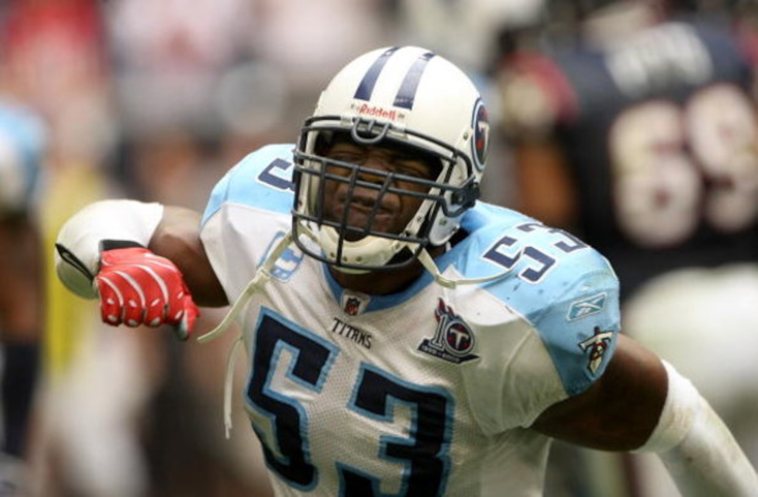 HOUSTON - DECEMBER 14: Linebacker Keith Bullock #53 of the Tennessee Titans reacts to defeat in the closing seconds of the game with the Houston Texans on December 14, 2008 at Reliant Stadium in Houston, Texas. The Texans won 13-12. (Photo by Stephen D HOUSTON - DECEMBER 14: Linebacker Keith Bullock #53 of the Tennessee Titans reacts to defeat in the closing seconds of the game with the Houston Texans on December 14, 2008 at Reliant Stadium in Houston, Texas. The Texans won 13-12. (Photo by Stephen D