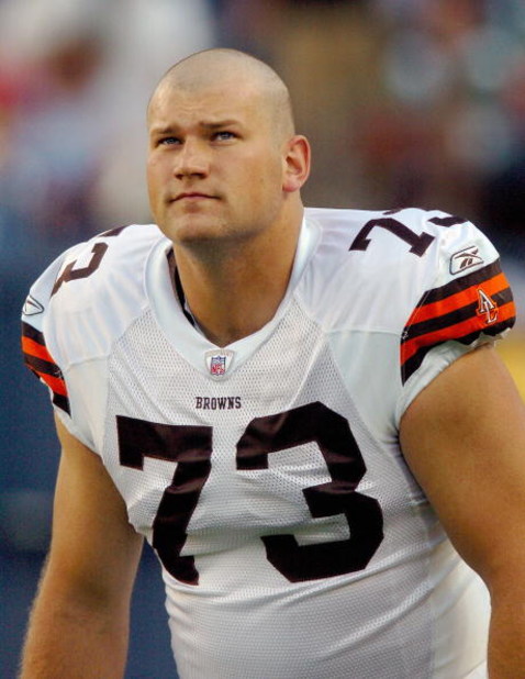 DENVER - AUGUST 25:  Offensive lineman Joe Thomas #73 of the Cleveland Browns warms up before the pre-season football game against the Denver Broncos on August 25, 2006 at Invesco Field at Mile High in Denver, Colorado.   (Photo by Steve Dykes/Getty Image