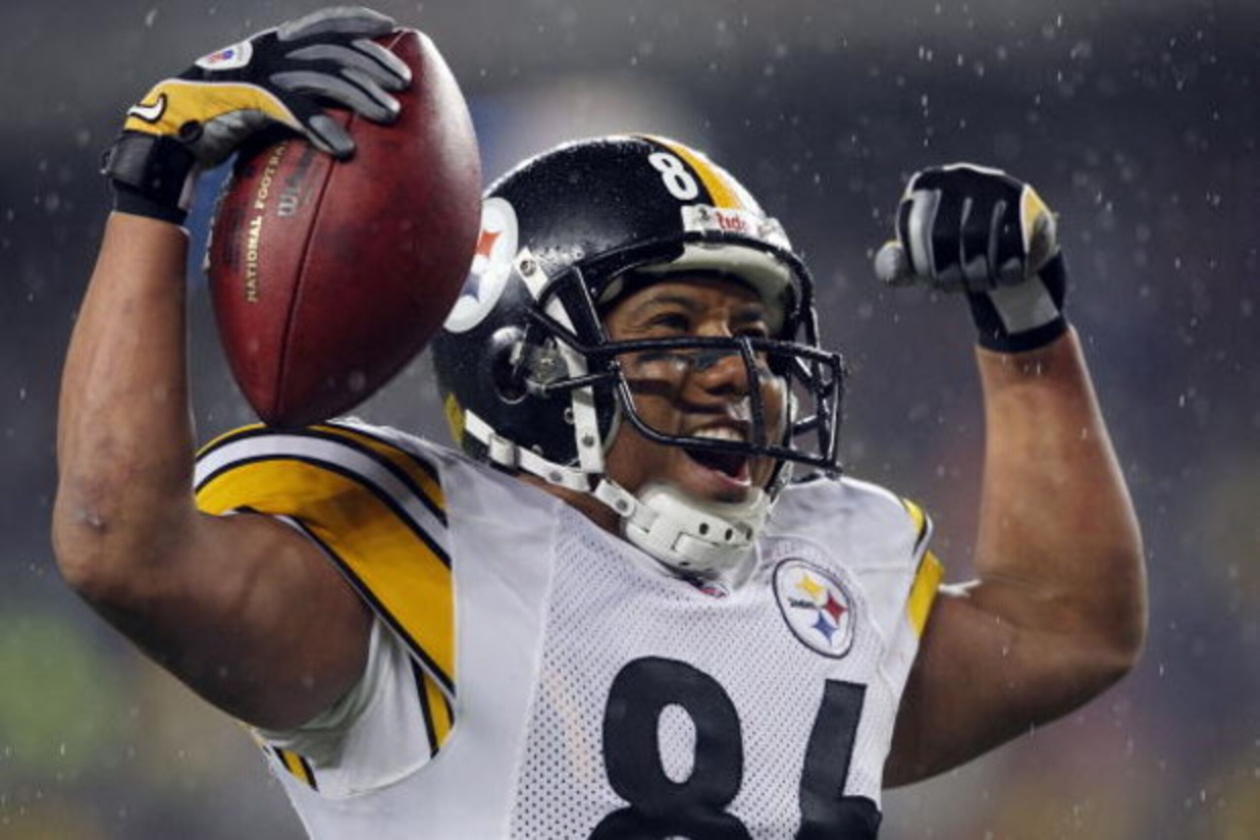 FOXBORO, MA - NOVEMBER 30: Hines Ward #86 of the Pittsburgh Steelers celebrates his touchdown in the third quarter against the New England Patriots on November 30, 2008 at Gillette Stadium in Foxboro, Massachusetts. (Photo by Elsa/Getty Images) FOXBORO, MA - NOVEMBER 30: Hines Ward #86 of the Pittsburgh Steelers celebrates his touchdown in the third quarter against the New England Patriots on November 30, 2008 at Gillette Stadium in Foxboro, Massachusetts. (Photo by Elsa/Getty Images)
