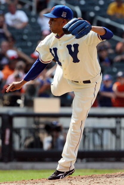 NEW YORK - AUGUST 16:  Francisco Rodriguez #75 of the New York Mets throws a pitch in the ninth inning against the San Francisco Giants on August 16, 2009 at Citi Field in the Flushing neighborhood of the Queens borough of New York City.  (Photo by Jim Mc