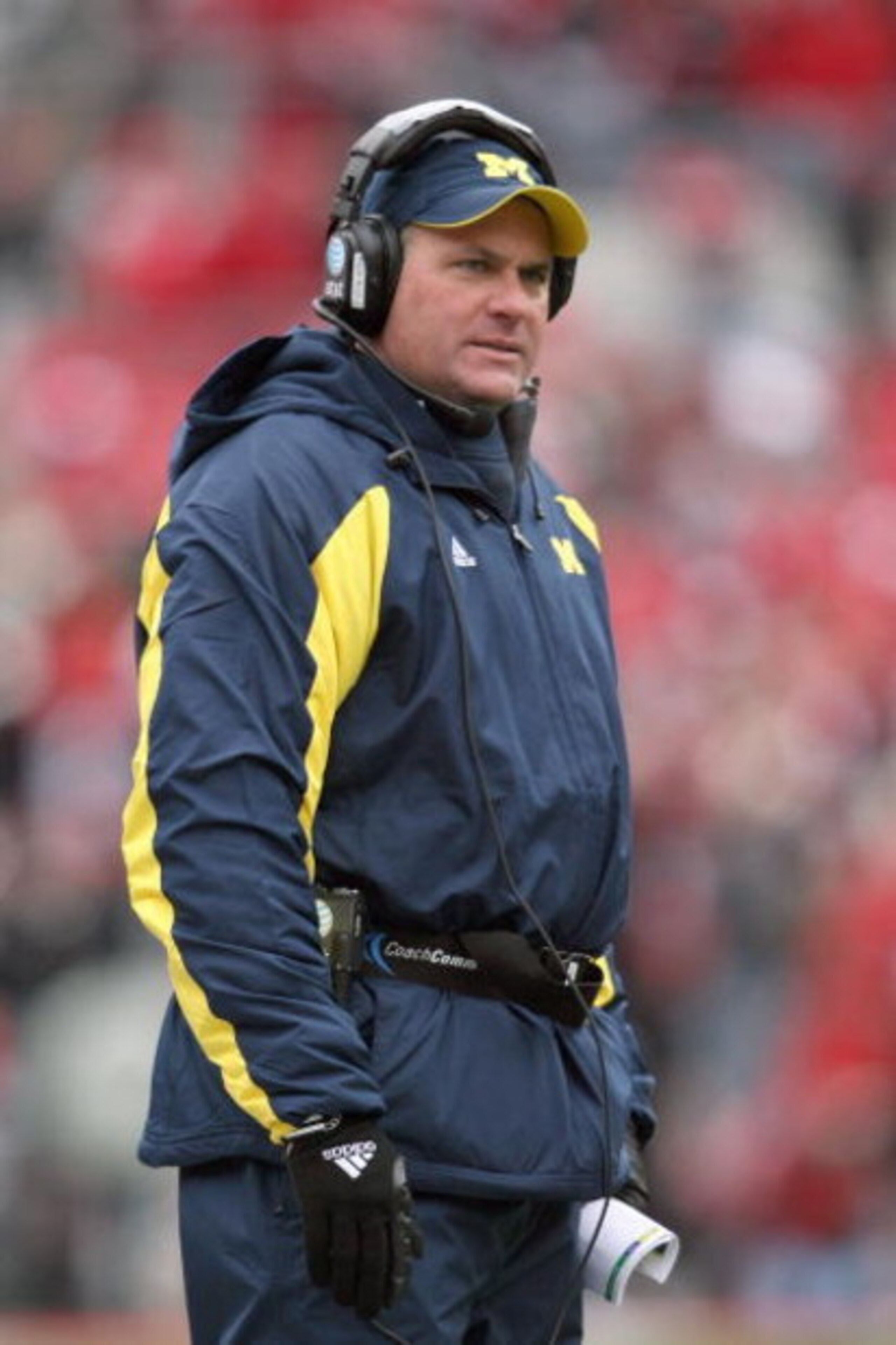 COLUMBUS, OH - NOVEMBER 22: Head coach Rich Rodriguez of the Michigan Wolverines watches the action during the Big Ten Conference game against the Ohio State Buckeyes at Ohio Stadium on November 22, 2008 in Columbus, Ohio.  (Photo by Andy Lyons/Getty Imag