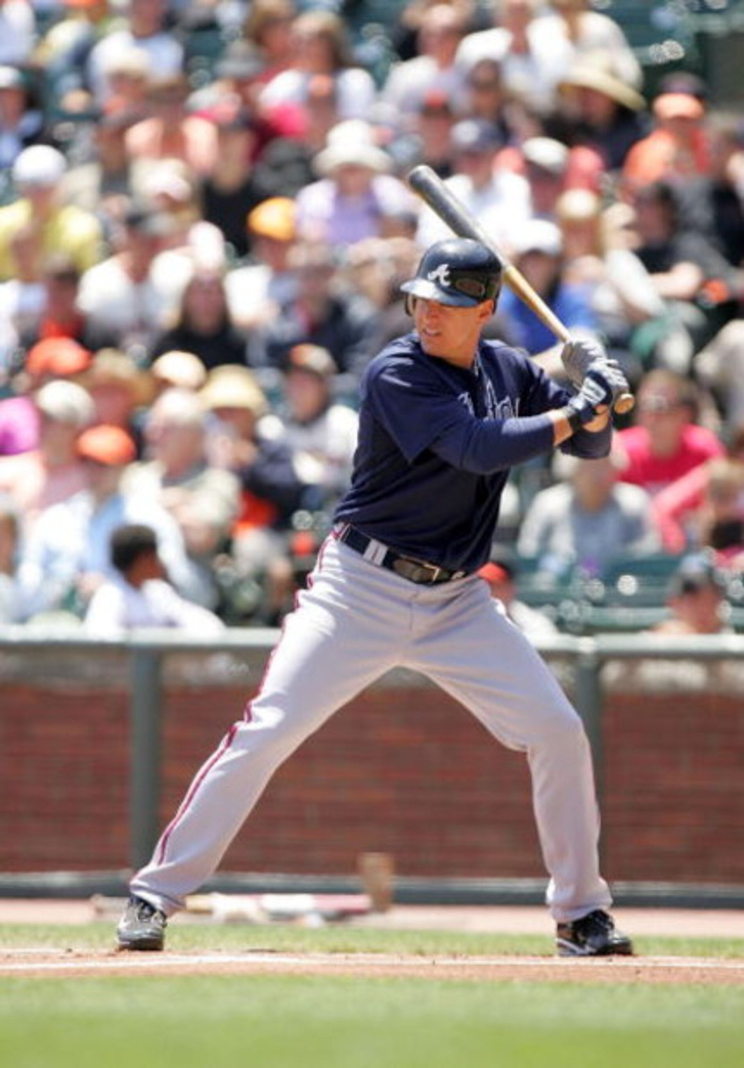 SAN FRANCISCO - MAY 25:  Kelly Johnson #2 of the Atlanta Braves bats against the San Francisco Giants at AT&T Park on May 25, 2009 in San Francisco, California.  (Photo by Ezra Shaw/Getty Images)
