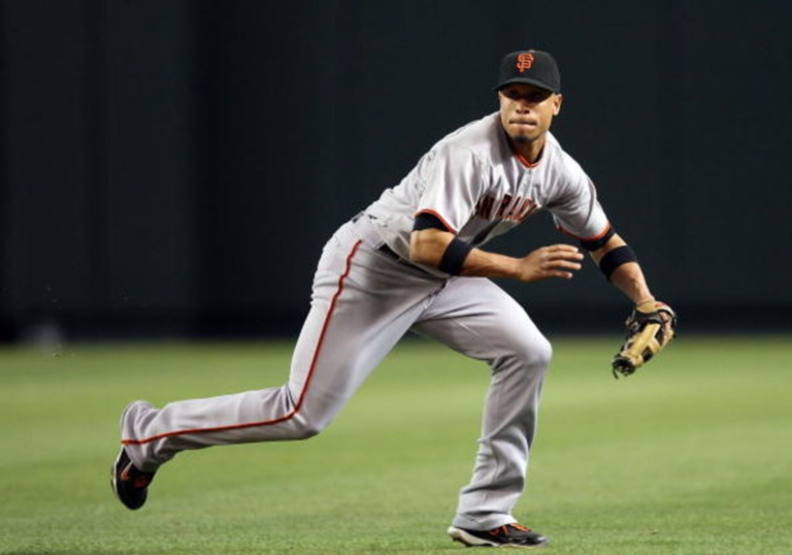 PHOENIX - JUNE 11:  Infielder Emmanuel Burriss #7 of the San Francisco Giants in action during the major league baseball game against the Arizona Diamondbacks at Chase Field on June 11, 2009 in Phoenix, Arizona.  The Diamondbacks defeated the Giants 2-1. 