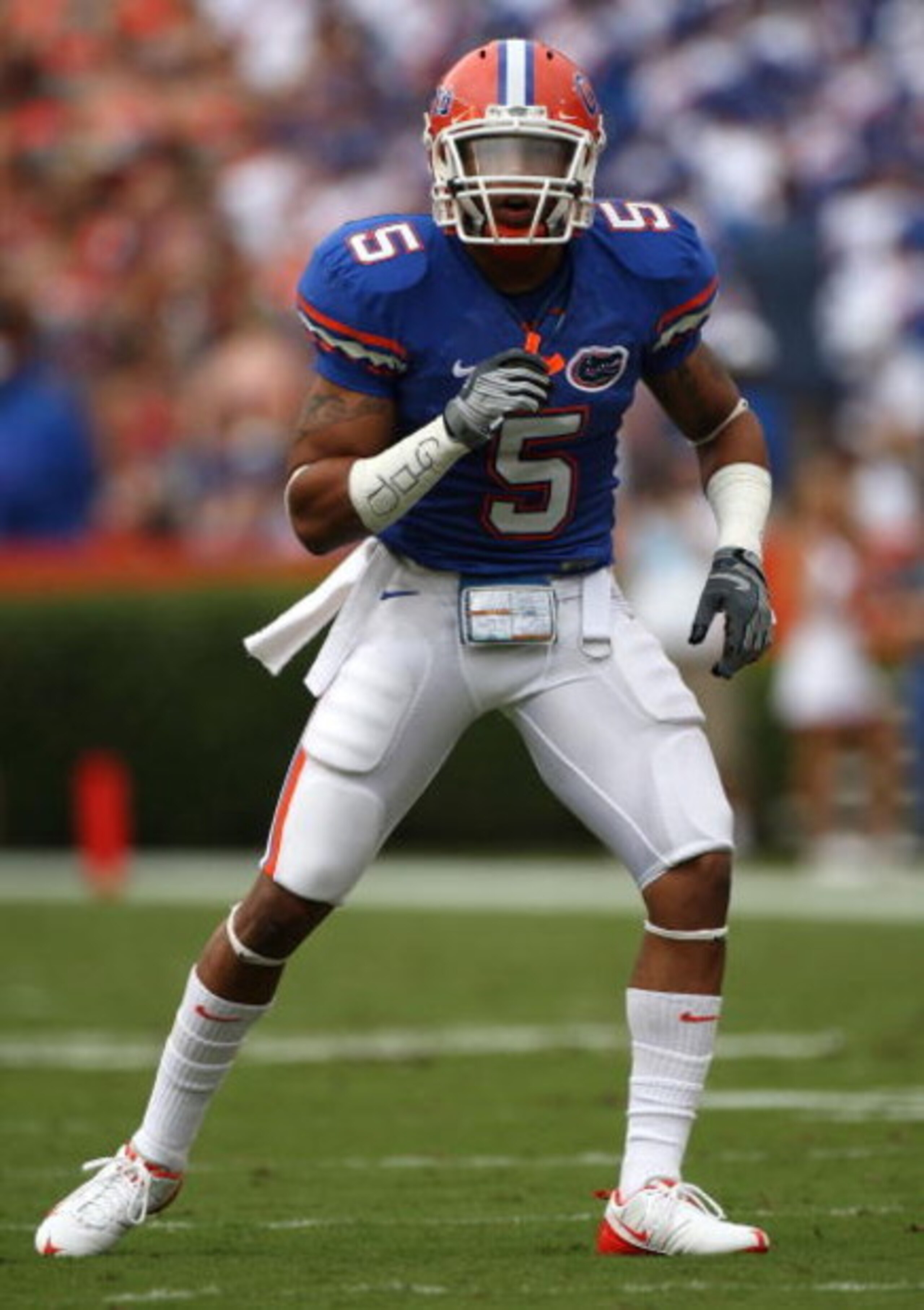 GAINESVILLE, FL - OCTOBER 25:  Joe Haden #5 of the Florida Gators in a game against the Kentucky Wildcats during at Ben Hill Griffin Stadium on October 25, 2008 in Gainesville, Florida.  (Photo by Sam Greenwood/Getty Images)