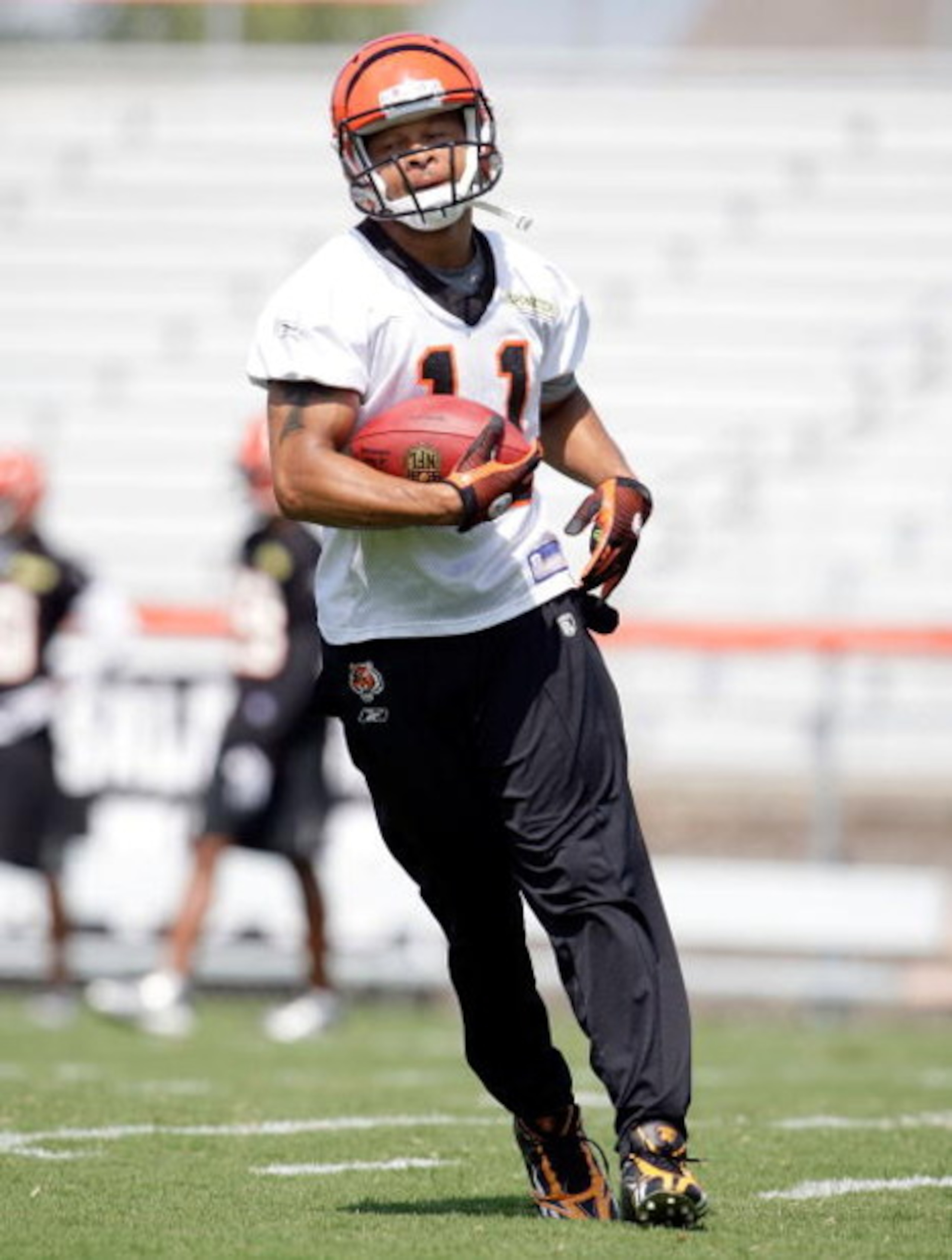 GEORGETOWN, KY - JULY 31:  Laveranues Coles #11 of the Cincinnati Bengals runs during the Bengals training camp at Georgetown College on July 31, 2009 in Georgetown, Kentucky.  (Photo by Andy Lyons/Getty Images)