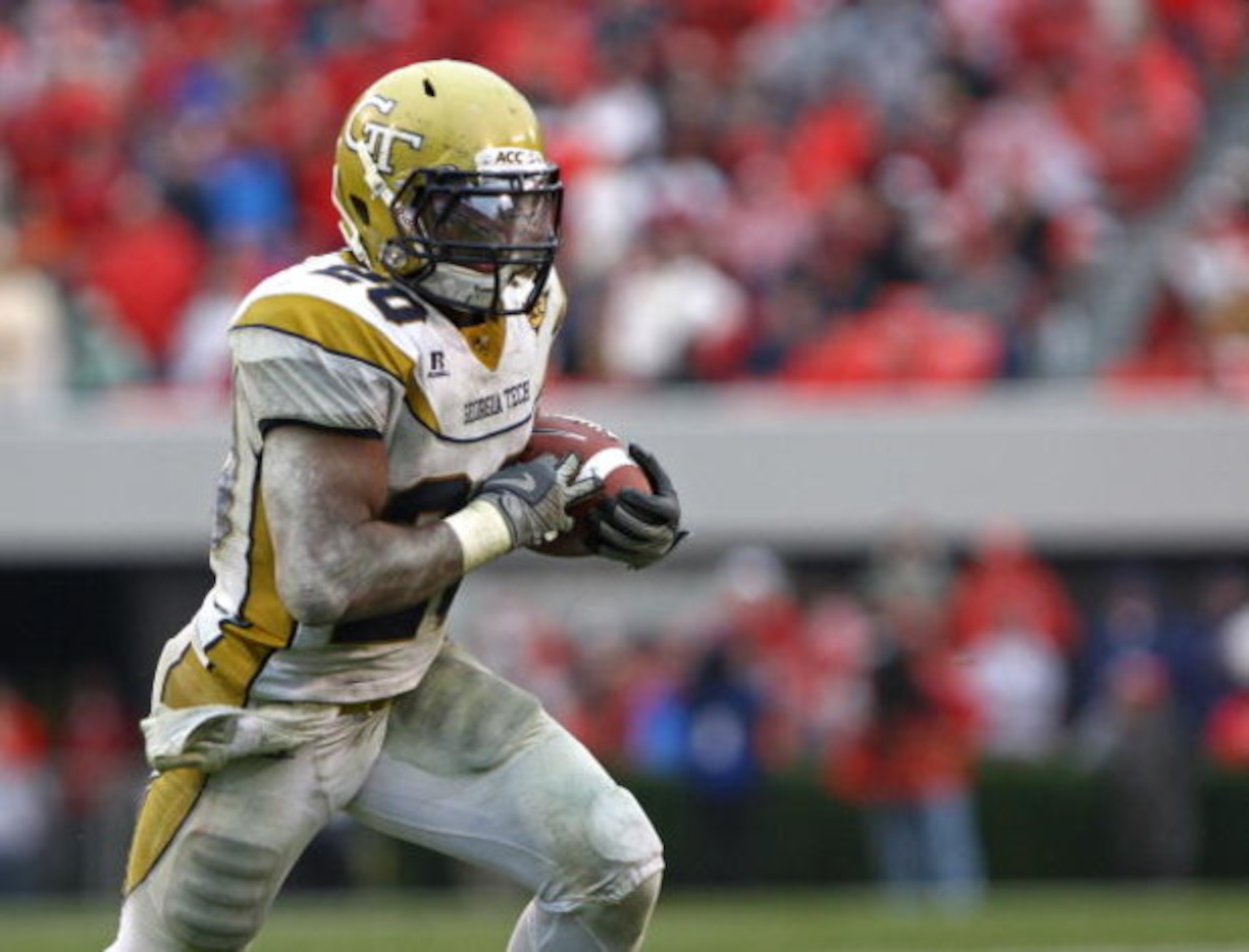ATHENS, GA - NOVEMBER 29:  Running back Roddy Jones #20 of the Georgia Tech Yellow Jackets ran for 214 yards and 2 touchdowns during the game against the Georgia Bulldogs at Sanford Stadium on November 29, 2008 in Athens, Georgia.  The Yellow Jackets beat