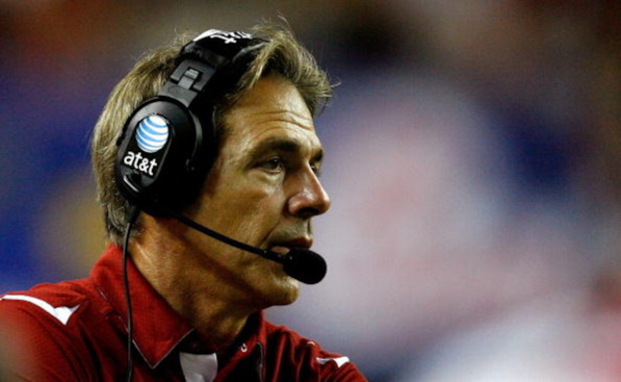 ATLANTA - SEPTEMBER 05:  Head coach Nick Saban of the Alabama Crimson Tide looks on against the Virginia Tech Hokies during the Chick-fil-A Kickoff Game at Georgia Dome on September 5, 2009 in Atlanta, Georgia.  (Photo by Kevin C. Cox/Getty Images)