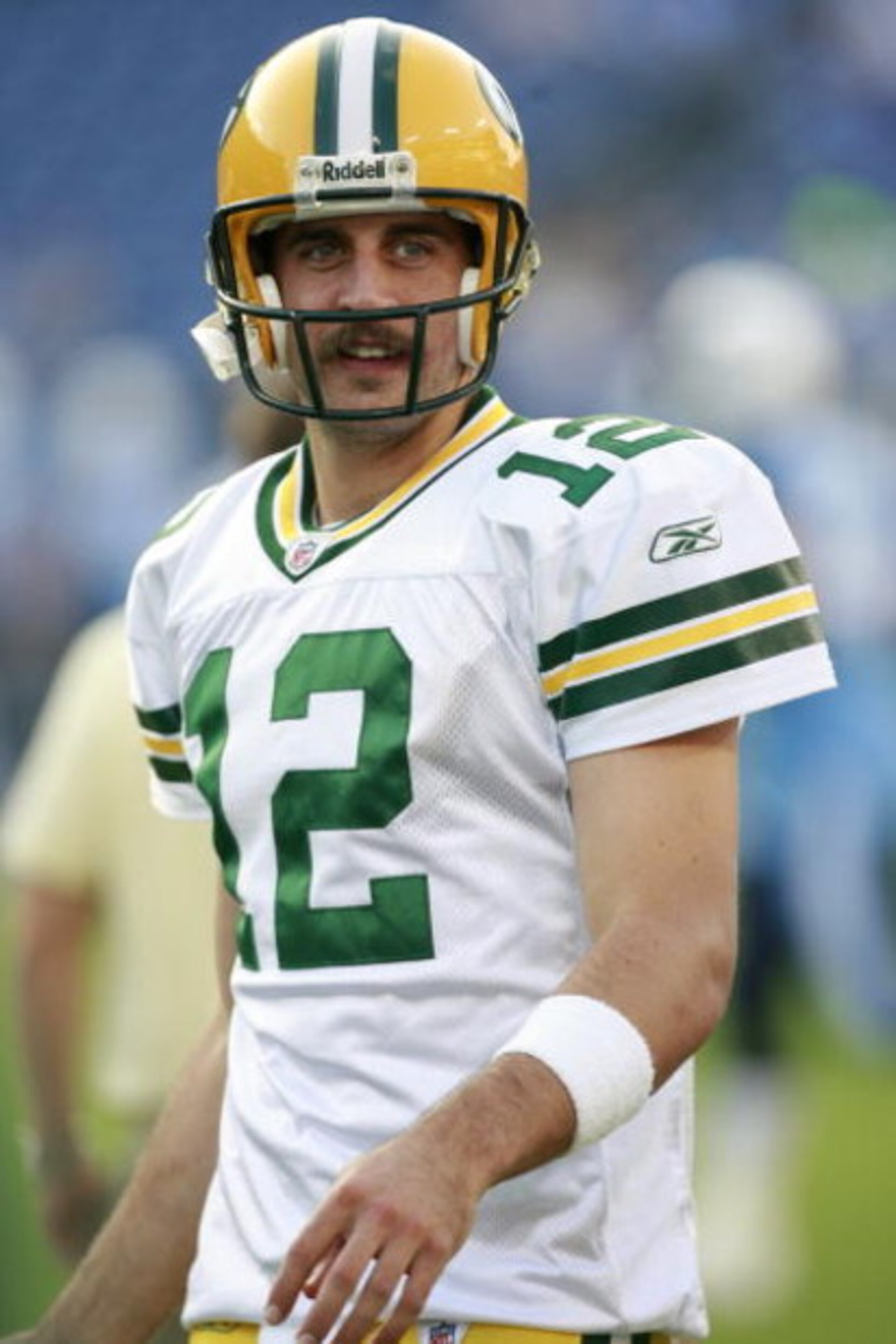 NASHVILLE, TN - SEPTEMBER 3: Aaron Rodgers #12 of the Green Bay Packers looks on against the Tennessee Titans during a preseason NFL game at LP Field on September 3, 2009 in Nashville, Tennessee. The Titans beat the Packers 27-13. (Photo by Joe Murphy/Get