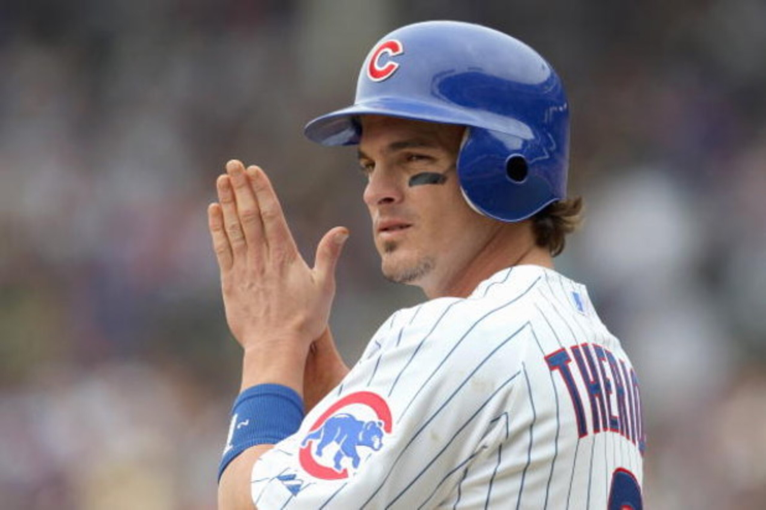 CHICAGO - JUNE 17:  Ryan Theriot #2 of the Chicago Cubs looks on against the Chicago White Sox on June 17, 2009 at Wrigley Field in Chicago, Illinois. (Photo by Jonathan Daniel/Getty Images) 