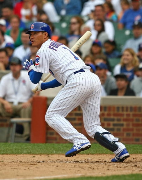 CHICAGO - AUGUST 28: Kosuke Fukudome #1 of the Chicago Cubs hits the ball against the New York Mets on August 28, 2009 at Wrigley Field in Chicago, Illinois. The Cubs defeated the Mets 5-2. (Photo by Jonathan Daniel/Getty Images) 