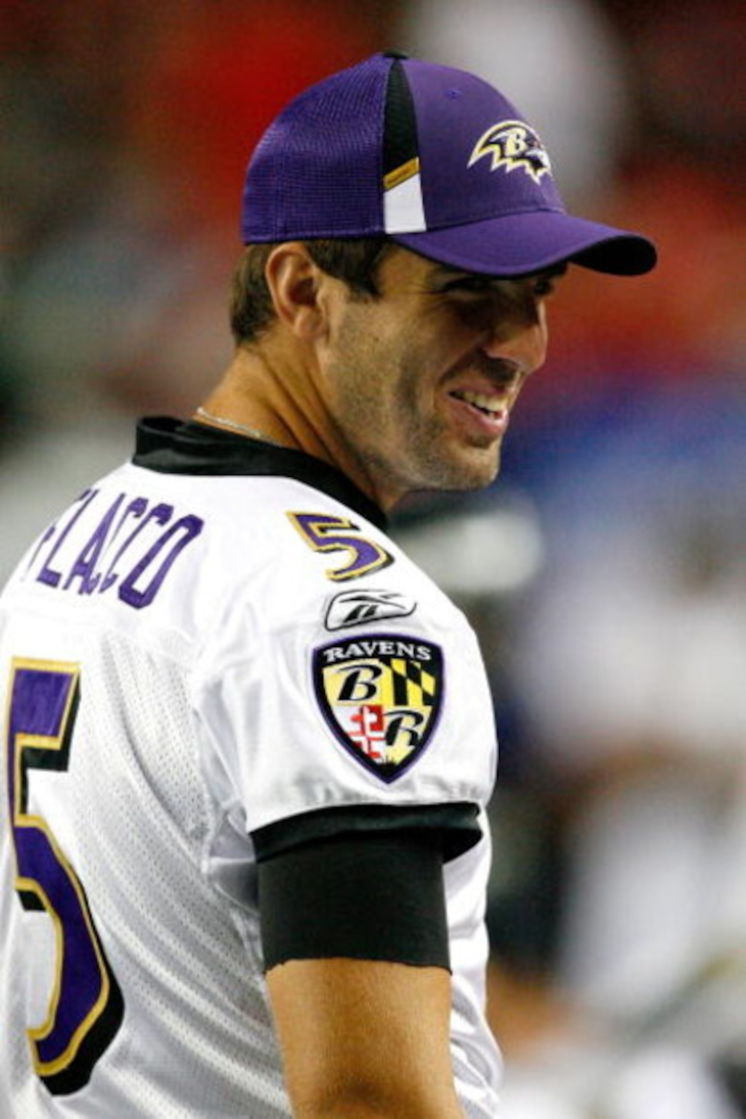 ATLANTA - SEPTEMBER 03:  Quarterback Joe Flacco #5 of the Baltimore Raves watches from the sidelines against the Atlanta Falcons at Georgia Dome on September 3, 2009 in Atlanta, Georgia.  (Photo by Kevin C. Cox/Getty Images)