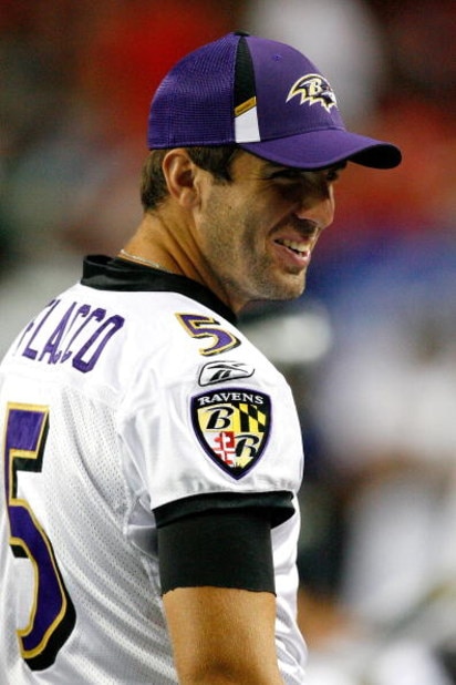 ATLANTA - SEPTEMBER 03: Quarterback Joe Flacco #5 of the Baltimore Raves watches from the sidelines against the Atlanta Falcons at Georgia Dome on September 3, 2009 in Atlanta, Georgia. (Photo by Kevin C. Cox/Getty Images) ATLANTA - SEPTEMBER 03: Quarterback Joe Flacco #5 of the Baltimore Raves watches from the sidelines against the Atlanta Falcons at Georgia Dome on September 3, 2009 in Atlanta, Georgia. (Photo by Kevin C. Cox/Getty Images)