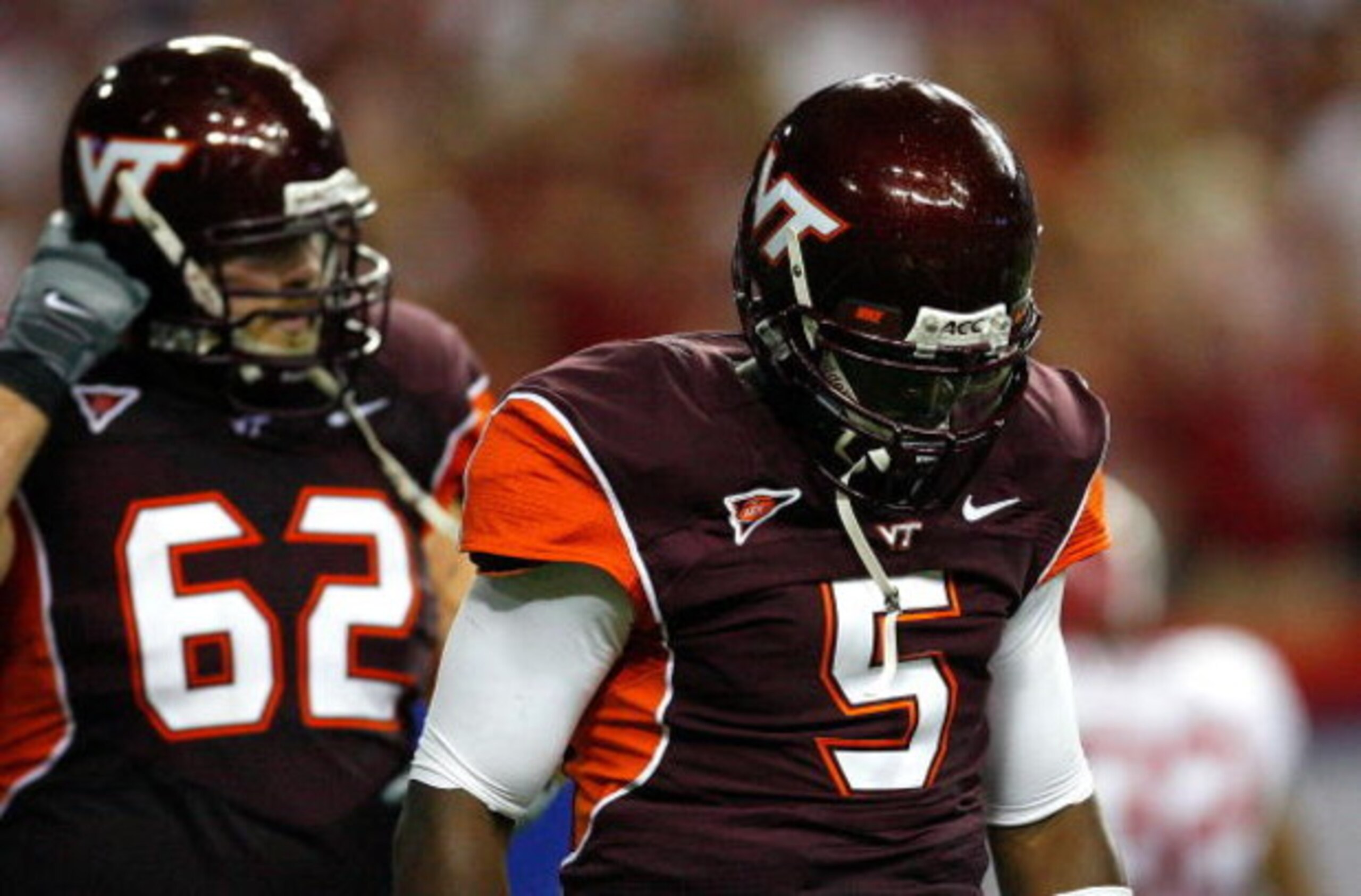 ATLANTA - SEPTEMBER 05: Quarterback Tyrod Taylor #5 of the Virginia Tech Hokies walks off the field after a set of downs against the Alabama Crimson Tide during the Chick-fil-A Kickoff Game at Georgia Dome on September 5, 2009 in Atlanta, Georgia. (Phot ATLANTA - SEPTEMBER 05: Quarterback Tyrod Taylor #5 of the Virginia Tech Hokies walks off the field after a set of downs against the Alabama Crimson Tide during the Chick-fil-A Kickoff Game at Georgia Dome on September 5, 2009 in Atlanta, Georgia. (Phot