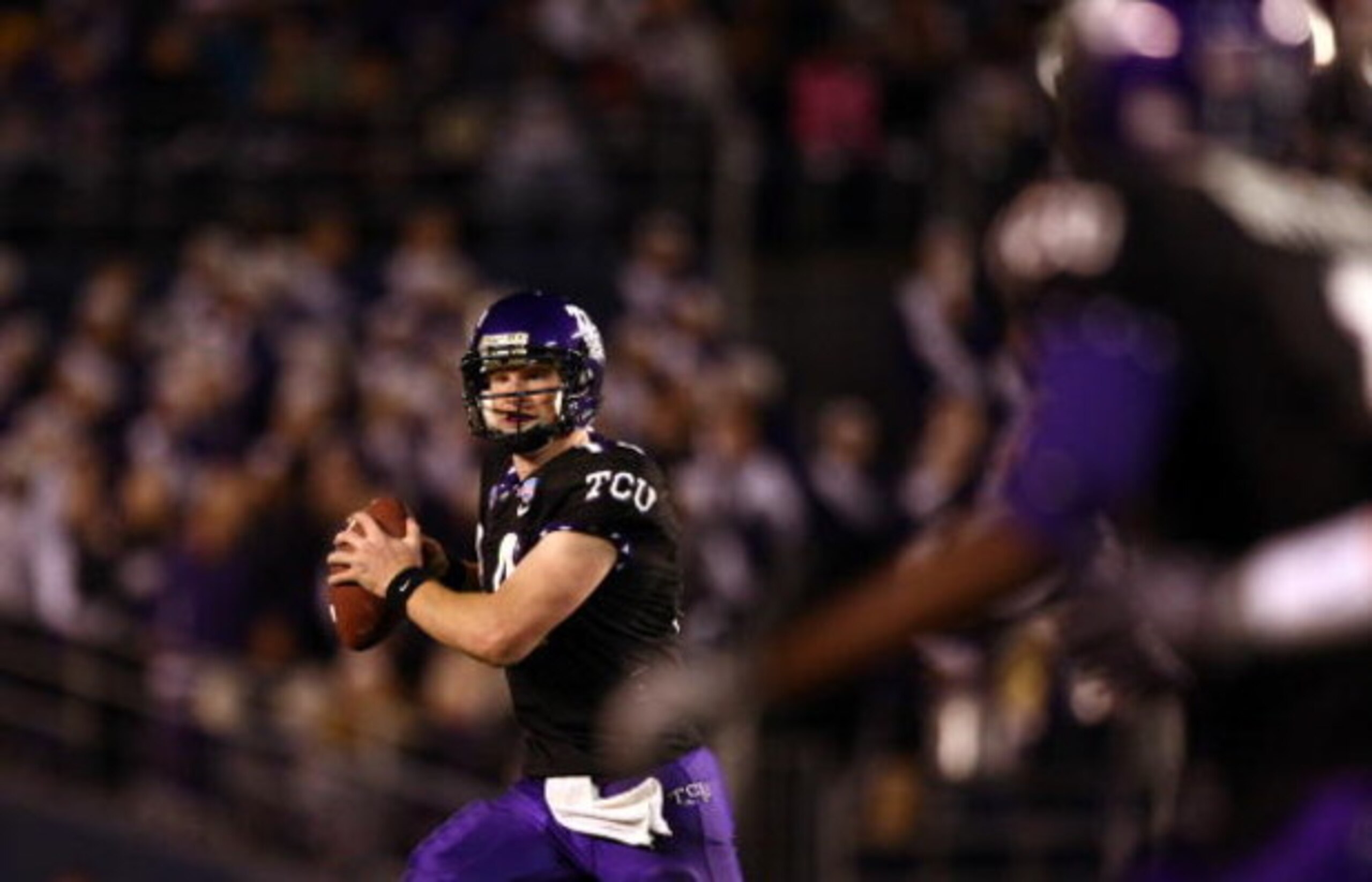 SAN DIEGO, CA - DECEMBER 23: Quarterback Andy Dalton #14 of TCU throws the ball against Boise State during the San Diego County Credit Union Poinsettia Bowl at Qualcomm Stadium on December 23, 2008 in San Diego, California. (Photo by Donald Miralle/Gett SAN DIEGO, CA - DECEMBER 23: Quarterback Andy Dalton #14 of TCU throws the ball against Boise State during the San Diego County Credit Union Poinsettia Bowl at Qualcomm Stadium on December 23, 2008 in San Diego, California. (Photo by Donald Miralle/Gett