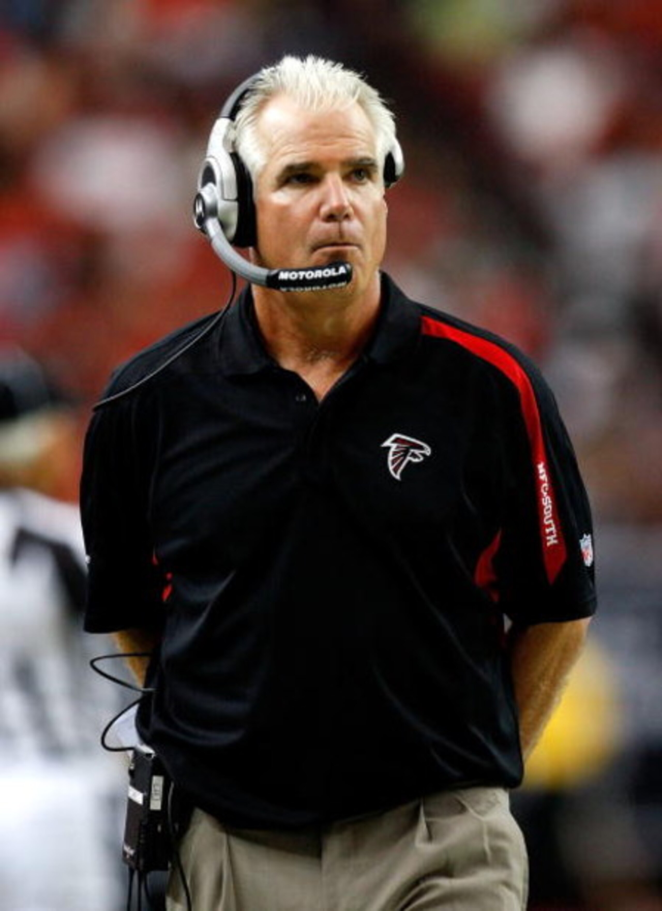 ATLANTA - SEPTEMBER 13:  Head coach Mike Smith of the Atlanta Falcons looks on from the sidelines against the Miami Dolphins at Georgia Dome on September 13, 2009 in Atlanta, Georgia.  (Photo by Kevin C. Cox/Getty Images)