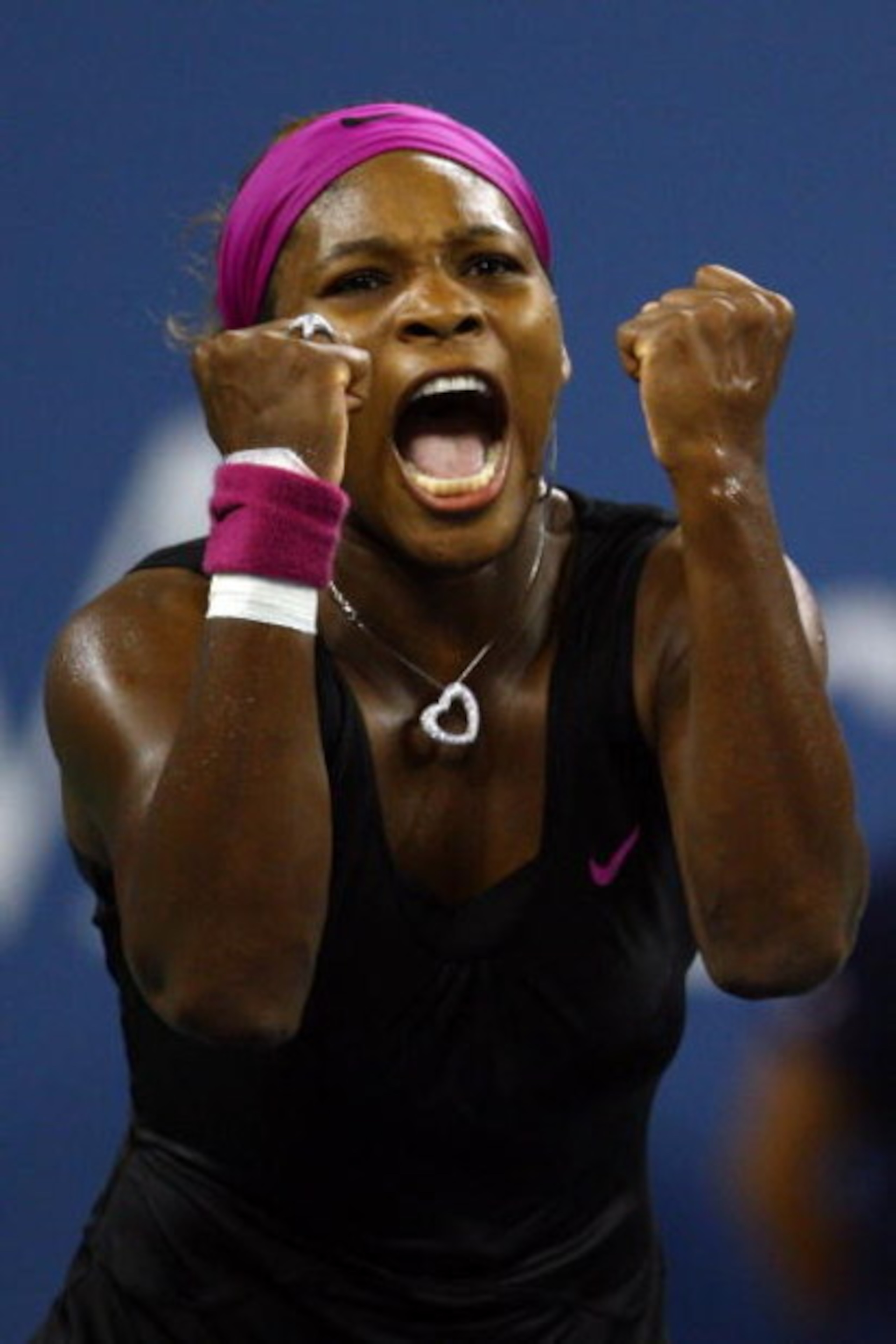 NEW YORK - SEPTEMBER 08:  Serena Williams celebrates match point against Flavia Pennetta of Italy during day nine of the 2009 U.S. Open at the USTA Billie Jean King National Tennis Center on September 8, 2009 in the Flushing neighborhood of the Queens bor