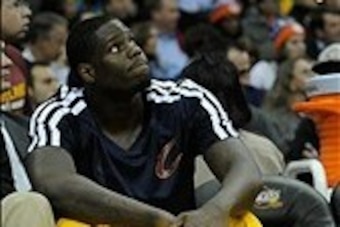Dec 10, 2013; Cleveland, OH, USA; Cleveland Cavaliers small forward Anthony Bennett sits on the bench during a game against the New York Knicks at Quicken Loans Arena. Cleveland won 109-94. Mandatory Credit: David Richard-USA TODAY Sports