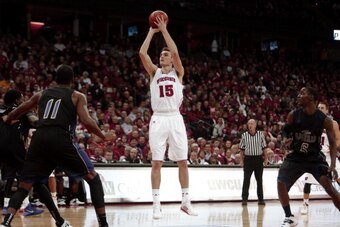 MADISON, WI - DECEMBER 28: Sam Dekker #15 of the Wisconsin Badgers shoots a two pointer during the first half of play against the Prairie View A&M Panthers at Kohl Center on December 28, 2013 in Madison, Wisconsin. (Photo by Mike McGinnis/Getty Images)