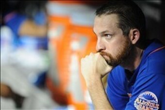 Jun 28, 2013; New York, NY, USA; New York Mets relief pitcher Bobby Parnell (39) looks on against the Washington Nationals in the ninth inning at Citi Field. The Nationals won the game 6-4. Mandatory Credit: Joe Camporeale-USA TODAY Sports