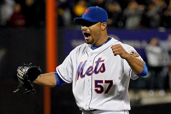 NEW YORK, NY - JUNE 01:  Johan Santana #57 of the New York Mets celebrates after pitching a no hitter against the St. Louis Cardinals at Citi Field on June 1, 2012 in the Flushing neighborhood of the Queens borough of New York City. Johan Santana pitches 