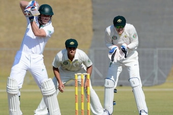 PRETORIA, SOUTH AFRICA - JULY 25: Stiaan van Zyl of of South Africa A during day 2 of the 1st Test match between South Africa A and Australia A at Tuks Oval on July 25, 2013 in Pretoria, South Africa. (Photo by Lee Warren/Gallo Images)