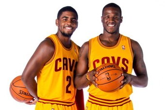 INDEPENDENCE, OH - OCTOBER 1: Kyrie Irving #2 and Dion Waiters #3 of the Cleveland Cavaliers pose for a portrait during 2012 NBA Media Day on October 1, 2012 at the Cleveland Clinic Courts Practice Facility in Independence, Ohio.  NOTE TO USER: User expre