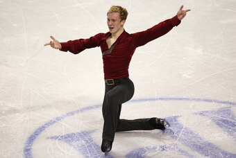Mar 15, 2013; London, ON, Canada; Ross Miner (USA) skates during the men's free program at the World Figure Skating Championships at Budweiser Gardens. Mandatory Credit: Tom Szczerbowski-USA TODAY Sports