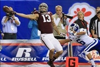 Dec 31, 2013; Atlanta, GA, USA; Texas A&M Aggies wide receiver Mike Evans (13) fails to make a catch during the second quarter against the Duke Blue Devils in the 2013 Chick-fil-A Bowl at the Georgia Dome. Mandatory Credit: Daniel Shirey-USA TODAY Sports