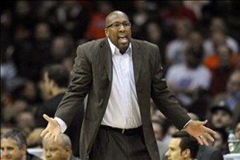 Jan 5, 2014; Cleveland, OH, USA; Cleveland Cavaliers head coach Mike Brown reacts in the second quarter against the Indiana Pacers at Quicken Loans Arena. Mandatory Credit: David Richard-USA TODAY Sports
