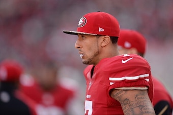 SAN FRANCISCO, CA - NOVEMBER 10: Colin Kaepernick #7 of the San Francisco 49ers looks on from the sidelines during the fourth quarter against the Carolina Panthers at Candlestick Park on November 10, 2013 in San Francisco, California. The Panthers won th SAN FRANCISCO, CA - NOVEMBER 10: Colin Kaepernick #7 of the San Francisco 49ers looks on from the sidelines during the fourth quarter against the Carolina Panthers at Candlestick Park on November 10, 2013 in San Francisco, California. The Panthers won th