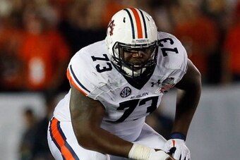 PASADENA, CA - JANUARY 06:  Offensive linesman Greg Robinson #73 of the Auburn Tigers on the field during the 2014 Vizio BCS National Championship Game at the Rose Bowl on January 6, 2014 in Pasadena, California.  (Photo by Kevin C. Cox/Getty Images)