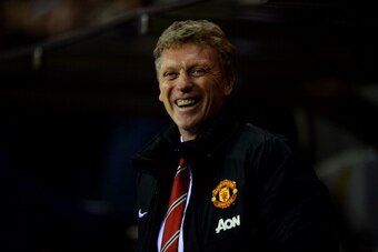 SUNDERLAND, ENGLAND - JANUARY 07:  David Moyes manager of Manchester United smiles prior to the Capital One Cup Semi-Final, first leg match between Sunderland and Manchester United at Stadium of Light on January 7, 2014 in Sunderland, England.  (Photo by 