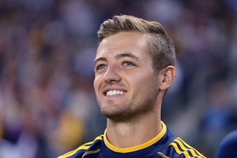 CARSON, CA - MAY 26:  Robbie Rogers #14 of Los Angeles Galaxy looks on prior to the start of the game against the Seattle Sounders FC at The Home Depot Center on May 26, 2013 in Carson, California.  (Photo by Jeff Gross/Getty Images)