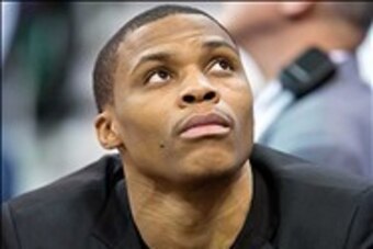 Jan 7, 2014; Salt Lake City, UT, USA; Oklahoma City Thunder point guard Russell Westbrook (0) during the first half against the Utah Jazz at EnergySolutions Arena. Mandatory Credit: Russ Isabella-USA TODAY Sports