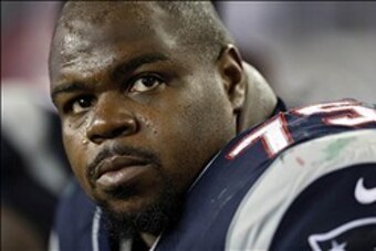 Sep 12, 2013; Foxborough, MA, USA; New England Patriots defensive tackle Vince Wilfork (75) during the fourth quarter against the New York Jets at Gillette Stadium.  The New England Patriots won 13-10. Mandatory Credit: Greg M. Cooper-USA TODAY Sports