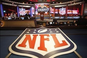 Apr 26, 2012; New York, NY, USA; A general view of the NFL shield logo before the 2012 NFL Draft at Radio City Music Hall. Mandatory Credit: Jerry Lai-USA TODAY Sports