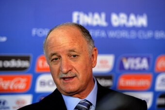 COSTA DO SAUIPE, BRAZIL - DECEMBER 06:  Brazil coach Luiz Felipe Scolari speaks to members of the media after the Final Draw for the 2014 FIFA World Cup Brazil at Costa do Sauipe Resort on December 6, 2013 in Costa do Sauipe, Bahia, Brazil.  (Photo by Bud